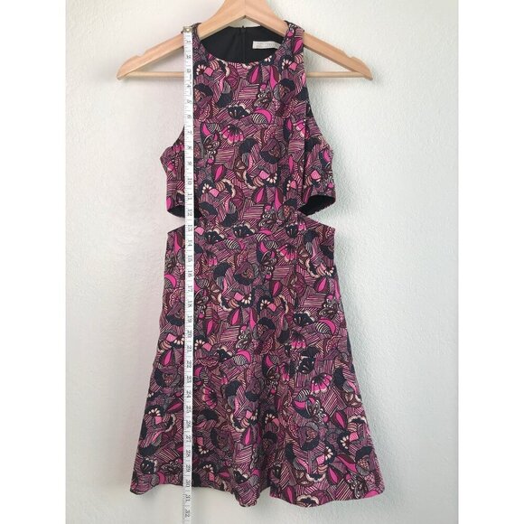 Zara Black/Fuchsia Floral Print Cut-Out Dress Size X-Small - Picture 10 of 13